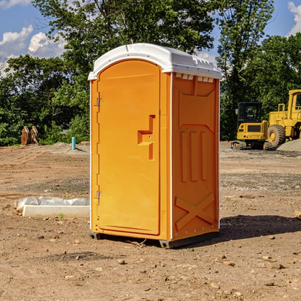 how often are the porta potties cleaned and serviced during a rental period in Falkland